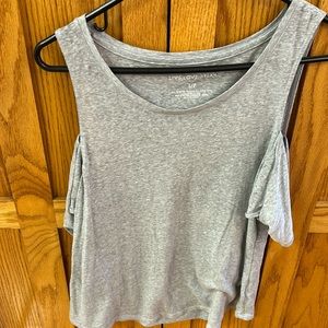 Live Love Dream Aeropostale gray off the shoulder t shirt